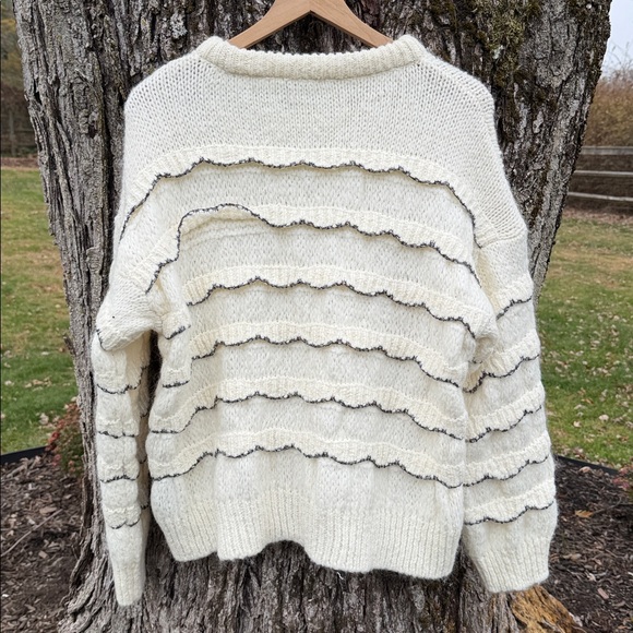 Zara Knit Wool Mohair Ruffle Crew Sweater - Picture 2 of 4